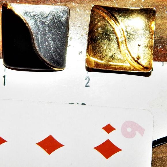 Retro Black & Silver Post Earrings - Picture 5 of 5